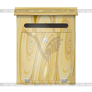 Wooden mail box with lock - vector image