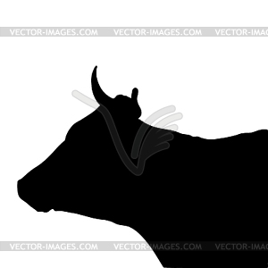 Black silhouette of head of cow - stock vector clipart