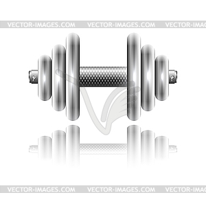 Metal sports dumbbell with reflection - vector clip art
