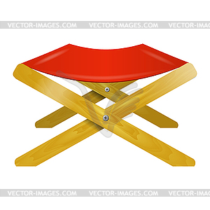Folding wooden chair with red seat - vector image
