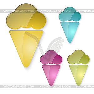 Set of glass icons ice cream - color vector clipart