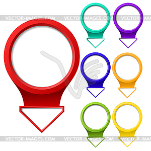 Set of color map pointers - vector clipart