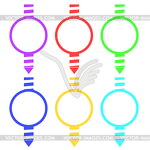 Set of colored round pointer for map - vector clipart