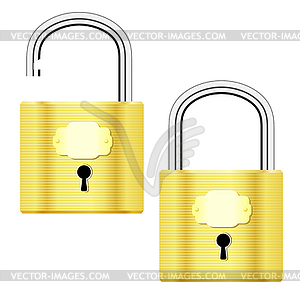 Open and closed yellow padlocks - vector clip art