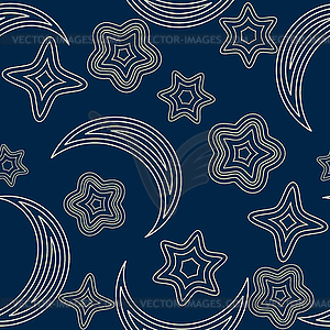 Seamless pattern with stars and moon - vector image