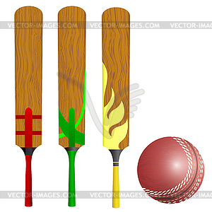 Cricket bats and ball - royalty-free vector image