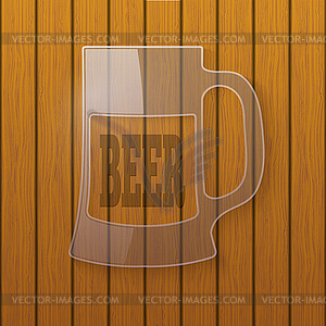 Glass plate in form of beer mug on wooden wall - vector clipart