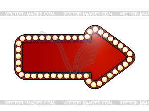 Red arrow with light bulbs - vector clip art