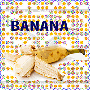 Fruit label. Banana. Background for design of - vector image