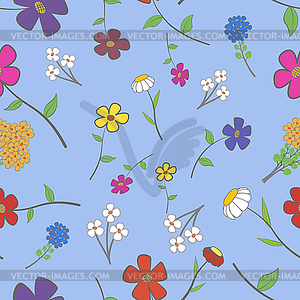 Cyan Floral Seamless - vector clip art