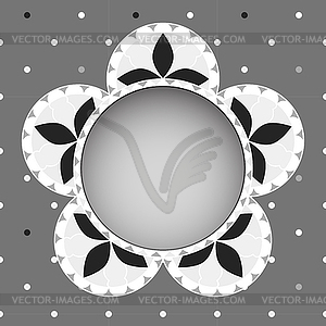 Floral Greeting Card- Grayscale - vector image