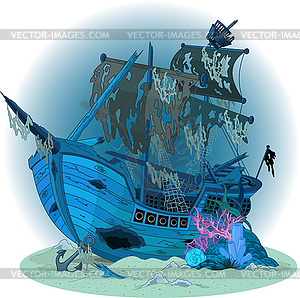 Old ship - vector clipart