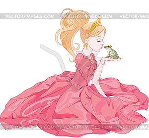 Princess Kissing Frog - vector image