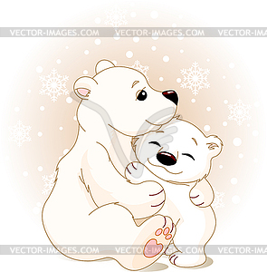 Mother and baby bear - vector image