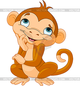 Monkey Thinking - vector clipart