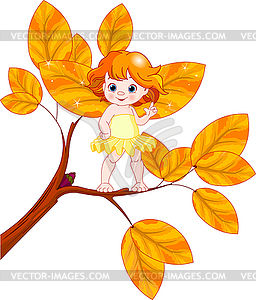 Осенью ребенок фея - иллюстрация в векторе