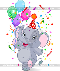 Baby elephant birthday - vector clip art