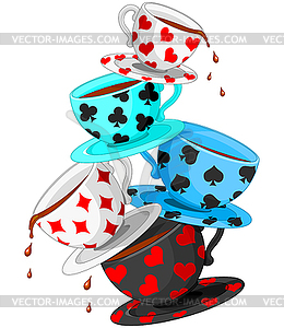 Tea cups pyramid - vector image