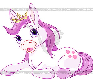 Cute horse princess resting - vector clip art