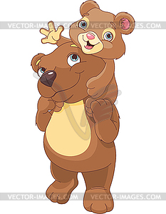 Father and son bear - vector image