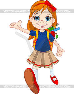 Girl go to school - vector EPS clipart