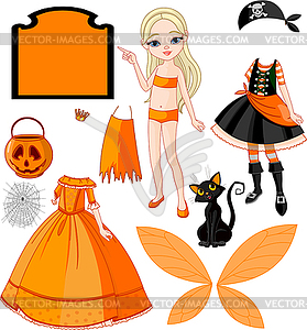 Girl with dresses for Halloween Party - vector clipart