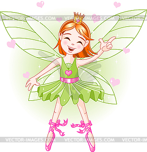 Little green fairy - vector clip art