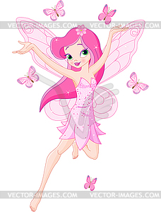 Cute pink spring fairy - vector image