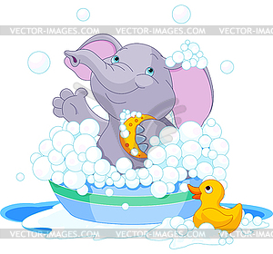 Слон с ванной - векторный клипарт Royalty-Free