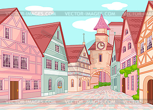 Little Europe town street - vector image