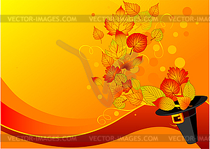 Autumn leaves and pilgrim’s hat - vector clip art