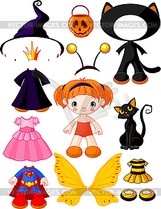 Girl with dresses for Halloween Party - vector clipart