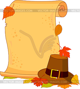 Thanksgiving scroll - color vector clipart