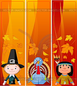 Vertical Thanksgiving Banners - vector clip art