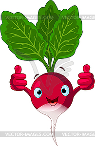 Radish Character giving thumbs up - vector clipart