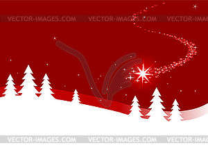 Christmas background with shutting star - vector image