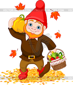 Garden Gnome with harvest - vector clipart