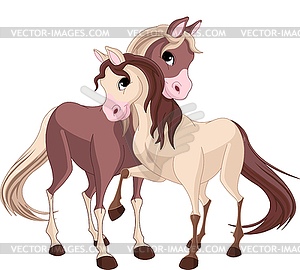 Two horses - vector image