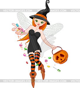 Trick or treating witch - vector image