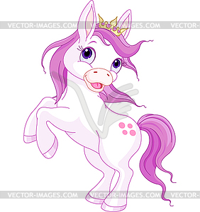 Cute horse princess rearing up - vector image