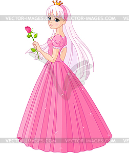 Прекрасная принцесса с розой - иллюстрация в векторе