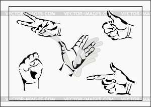 Vector set of hands and gestures, the hand with a glass - vector clip art