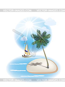 The sea, yachts, palm trees.Travel . - vector image