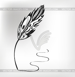 Feather calligraphic pen vector background - vector clipart