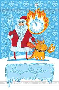 Dragon and Santa Claus - vector image
