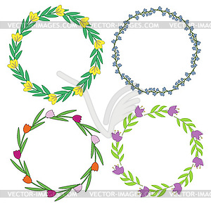 Decorative floral frames set with graphic flowers - royalty-free vector image