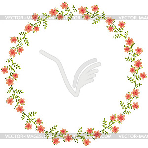 Цветочные круга с красными цветами и листьями - клипарт в векторе / векторное изображение
