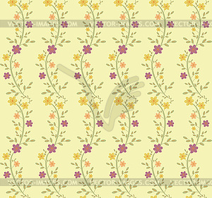 Seamless floral pattern on light yellow - vector clipart