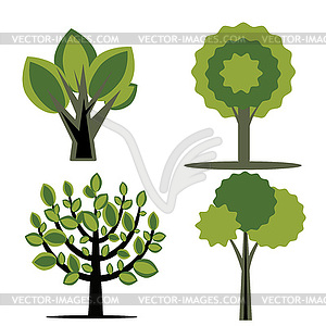 Simple tree decorative collection - vector image