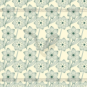 Seamless contour floral decorative pattern - vector image